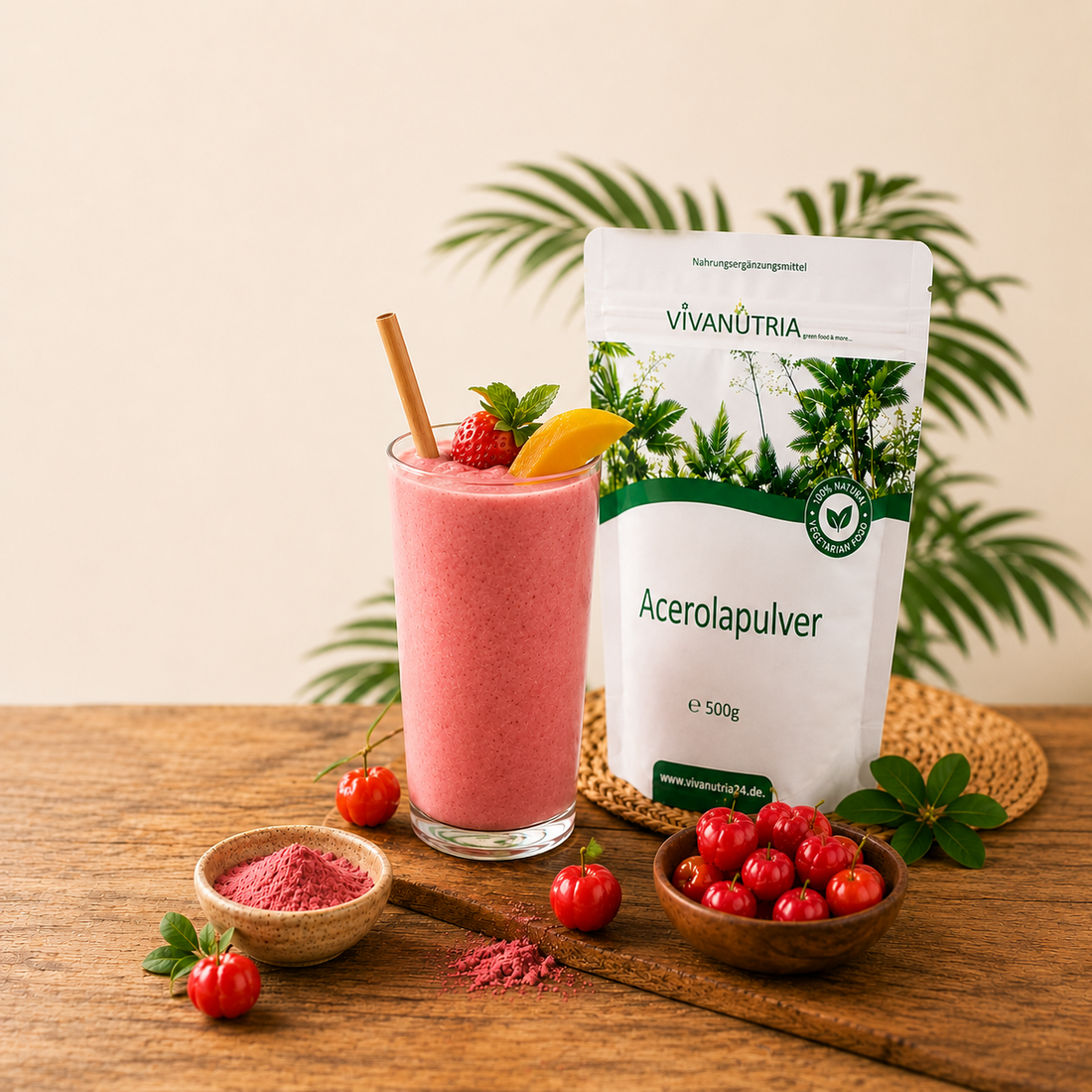 Pink Tropical Smoothie mit Acerola Pulver – Fruchtiges Rezept für jeden Tag