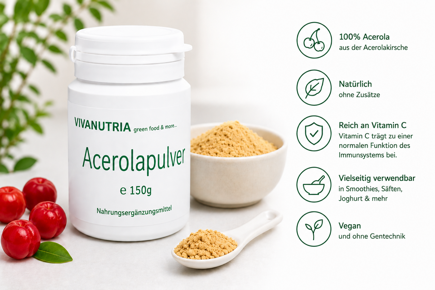 Acerola Pulver – neu - schonend gefriergetrocknet